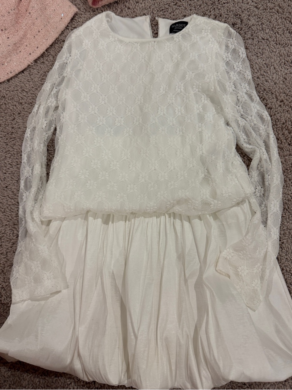 Bardot White Lace Long-Sleeve Formal Dress